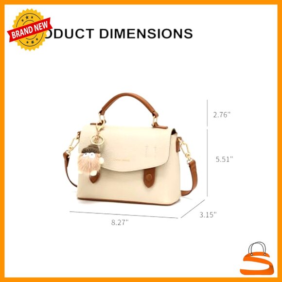 Genuine Leather Crossbody Bag with Detachable Strap, 8.27" x 5.51" Satchel - Picture 5 of 7